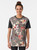 Coral hibiscus graphic t-shirt with tropical floral pattern - Women