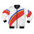 Captain Eo 80s retro bomber jacket with primary colors and space/alien imagery