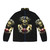 Infected Mushroom inspired puffer jacket with electronic music graphic design