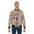Bomber jacket featuring a pattern of saturniid moths native to North America - Lifestyle