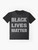 Black Lives Matter graphic t-shirt with a powerful message for social justice and equality. - Flat lay