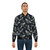 A blue banded bee lino print design on a bomber jacket - Lifestyle