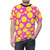 Colorful polka dot graphic t-shirt in hot pink and yellow - men front