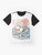 A graphic t-shirt with a sushi shark design inspired by Japanese art and culture. - Flat lay