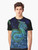 Vibrant graphic t-shirt featuring a majestic Chinese azure dragon against a backdrop of ocean, sky, and mist. - Men