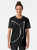 Graphic t-shirt featuring a turntable, tone arm, and platter design - Women