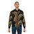 Bomber jacket featuring a graphic of the mythological figure Saturn devouring his son, with a cursed-looking furby design. - Lifestyle