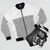 Stylish bee movie script-themed bomber jacket with a fun, viral meme design. - Flat lay