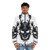Donnie Darko inspired inkblot puffer jacket with a vintage, retro graphic design - men front