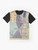 Paul Klee inspired graphic t-shirt featuring the "Red Balloon" cubist art style - Flat lay