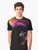 A colorful graphic t-shirt featuring an astronaut surfing through a cosmic galaxy with stars and planets in the background. - Men