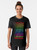 Graphic t-shirt with text "Earth is not flat! Vaccines work! We've been to the moon! Chemtrails aren't a thing! Climate change is real! Stand up for science! Universe is expanding! Nuclear power is safe!" - Women