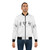 Minimalist bomber jacket with a French bulldog design, featuring the words "Peace, Love & Frenchies". - Lifestyle