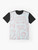 Explorer Summer Graphic T-Shirt featuring palm trees, sun, compass, and travel icons - Flat lay