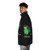 Puffer jacket with aliens and "No Loans" design - men side left