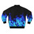 A blue flames and neon electric bomber jacket with a lightning bolt design - Back