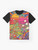 Psychedelic trippy colorful vintage graphic illustration on a t-shirt - Flat lay