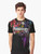 A graphic t-shirt featuring a glitched, floral paradise design with sci-fi and reality elements. - Men