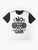 Motivational graphic t-shirt with inspirational text and fitness icons - Flat lay
