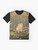 Playful graphic t-shirt featuring a tater tot character and a mischievous cat or kitten. - Flat lay