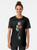 Graphic t-shirt featuring a surreal spaceman floating among planets and balloons in a space-themed design - Women