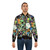 Peridotite thin section bomber jacket featuring a unique and colorful mineral gem design - Lifestyle