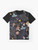 Dark forest mushrooms graphic design on a t-shirt - Flat lay