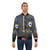 Influence Basquiat Style Bomber Jacket with abstract word art design and face with mustache - Lifestyle