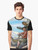 Coastal graphic t-shirt featuring abstract beach art design - Men