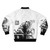 Bomber jacket with a cursed Garfield and Jon image, featuring the text "I'm Sorry Jon" - Back
