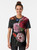 Surreal graphic tee with a glitched, floral paradise design - Women