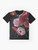 Surreal graphic tee with a glitched, floral paradise design - Flat lay