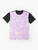 A pastel-colored t-shirt with a graphic design featuring classic Nintendo characters like Mario, Kirby, and Zelda in a cute, aesthetic style. - Flat lay