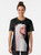 Colorful graphic t-shirt with a modern design, featuring a stylish model - Women