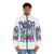 Rude Dog and the Dweebs retro puffer jacket with cartoon characters - men front