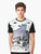 Fog graphic t-shirt with watercolor landscape inspired by Carl Sandburg's poetry - Men