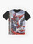 Spawn fanart graphic t-shirt featuring the character Spawn on a cross design - Flat lay