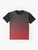 Black to red ombre gradient graphic t-shirt - Flat lay