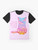 Sunset cat graphic t-shirt with positive affirmation - Flat lay