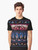Stranger Things graphic t-shirt featuring a holiday sweater design with the Mind Flayer, Hawkins, and characters from the Netflix series. - Men