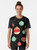 Christmas-themed graphic t-shirt featuring planets, stars, and the universe in a vintage, retro style - Women