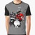 Japan Anime Graphic T-Shirt with Red Sun and Moon Design