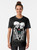 The Lovers tarot card graphic design with skulls, flowers, and a couple kissing on a gothic t-shirt. - Women