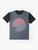Graphic t-shirt with a minimalist mountain landscape design, perfect for outdoor enthusiasts and adventure-seekers. - Flat lay