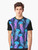 Glowing, bioluminescent jellyfish in a colorful, ombre pattern on a navy blue background - Men