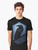 A graphic t-shirt featuring a silhouette of a raven or crow against a blue and black background with celtic and tribal design elements. - Men