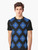 Southwestern Pattern Graphic T-Shirt featuring a native-inspired, geometric design in black, blue, and gray. - Men