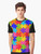 Vibrant jigsaw puzzle graphic t-shirt with a colorful rainbow mosaic pattern - Men