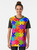 Vibrant jigsaw puzzle graphic t-shirt with a colorful rainbow mosaic pattern - Women