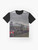 Vintage-inspired graphic tee featuring a steam train from the Bahamas railway - Flat lay